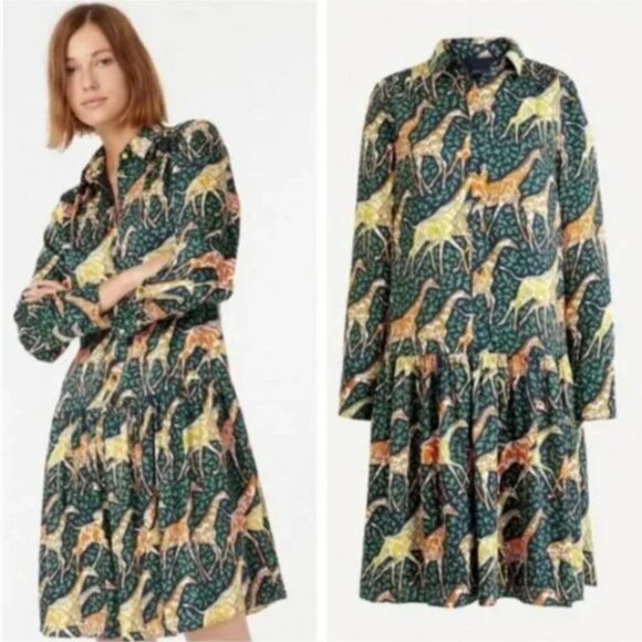 🎁 50% OFF Bundles 🎁 NWOT J.Crew Shirtdress in giraffes - Picture 1 of 7